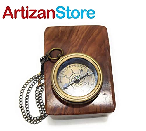 Brújula de bolsillo de latón antiguo ArtizanStore miniatura 6