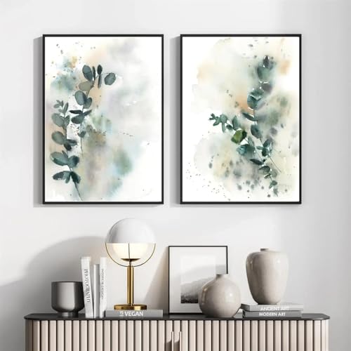 Décoration nordique salon : lot de 2 impressions sur toile botaniques pour habiller un mur vide