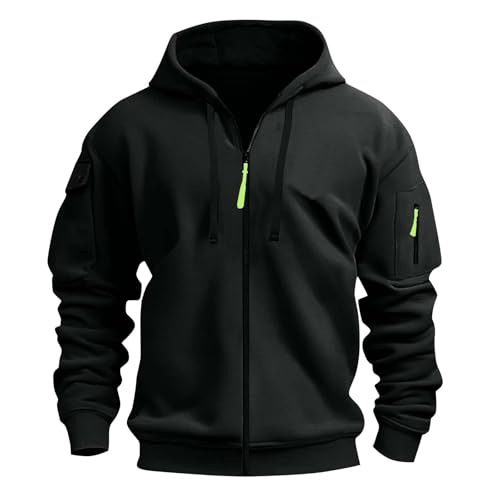 Sweatshirts for Men Tactical Hoodies Full Zipper Loose Fit Casual Pullover Tops Hoodie Workout Outfits with Pockets4