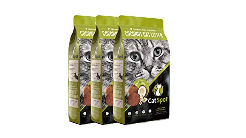 CatSpot Arena, fórmula no aglomerante: arena de coco para gatos, biodegradable, totalmente natural, ligera y sin polvo (3 bolsas)