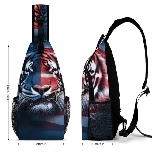 Women's Fashion Chest Bag, Travel Shoulder Pack, American Flag Tiger Flag Art Print Small Cross Body Sling Bag2