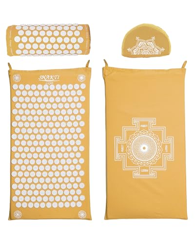 ShaktiMat Classic Acupressure Mat & Neck Pillow Set, Level 1 Intensity in Yellow, Sustainable & Durable, Relieves Stress & Tension, Promotes Relaxation & Focus, FSA/HSA Eligible