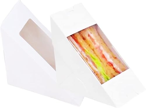 Miniatura 2 de Hewnda 100 cajas de papel sándwich, caja ecológica para llevar con ventana para panadería, restaurante y servicio de comida para llevar (blanco