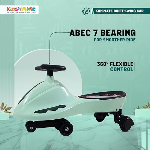 Image of Kidsmate Drift Swing Car for Kids - Ride-On Toy with PU Wheels, Non-Slip Pedals, and 360 Rotating Steering for Easy Navigate The Car for Ages 3 and Up (Sea Green1)