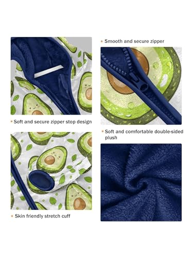 Cartoon Avocado Girls Fleece Jacket Girls Fall Jacket Boys Coats Zip Up Hoodie Children Sherpa Warm Outerwear 2-10T3