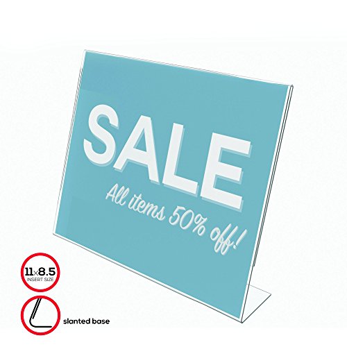 Deflecto Classic Image Slanted Sign Holder, Landscaped, 11 X 8.5 Insert, Clear #TOP3