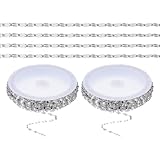 DICOSMETIC Cadena de labios de acero inoxidable, rollo de 20 m, cadena de cable de plata, bobina ovalada plana para manualidades, pulsera, collar, fabricación de joyas, artesanía