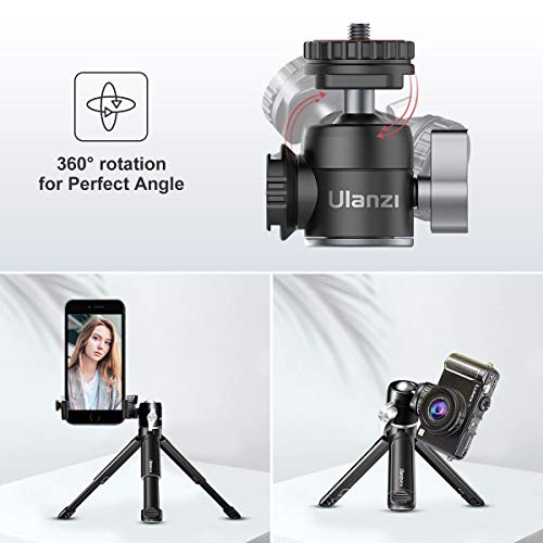 ULANZI U-Vlog Compact Camera Vlog Tripod Set, Mini Ball Head Hot Shoe Adapter w Cold Shoe Mic Light Stand Lightweight Handle Grip for Gopro/DJI Osmo Action/Pocket/Sony/Canon/Nikon DSLR Camera