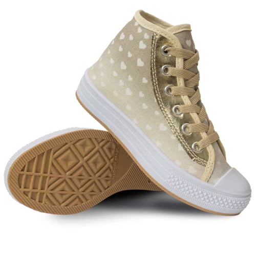 Tenis Infantil Cano Alto Nº 23 ao 34 Botinha Moda Casual Feminino Menina 11.126 (Bege, BR, Criança d