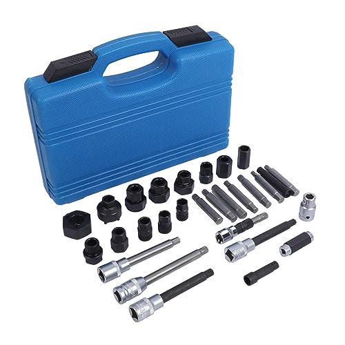 30PCS Alternator Pulley Removal Tool, Alternator Pulley Service Decoupler Kit for Removing Alternator Free-Wheel Drive Pulley, Alternator Freewheel Pulley Set Compatible with VW/Audi/Ford/GM/BMW/Benz