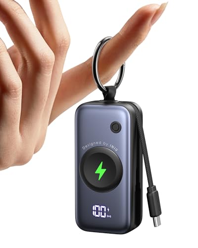 INIU Power Bank, Cargador para Apple Watch, 5000mAh 20W PD Mini Batería Externa Carga Rapida, con Cable USB C Incorporado, Cargador Portatil para Apple Watch Ultra 11 10 9 8 SE, iPhone Air 17 16 15
