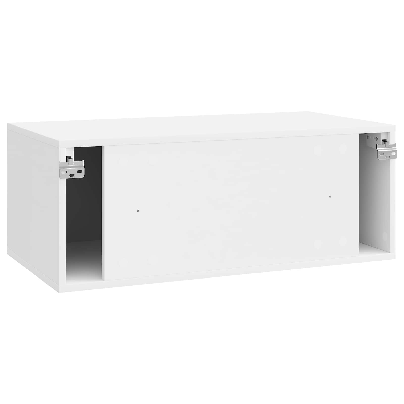 Mobile TV da parete, bianco lucido, 78,5 x 41 x 30 cm, con vano portaoggetti, ante girevoli, in legno, salvaspazio, sospeso, per soggiorno, angolo gaming, moderna credenza