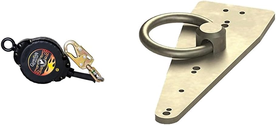 Guardian Fall Protection Velocity 30 ft Cable SRL with Carabiner & Bull Ring Anchor for Fall Protection