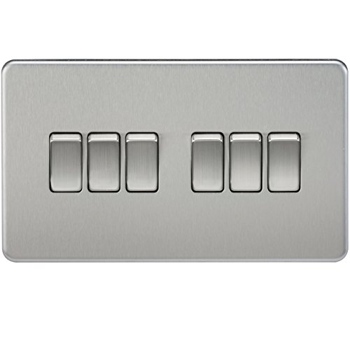 Knightsbridge SF4200BC Screwless 10 A 6-Gang 2 Way Switch, Brushed Chrome