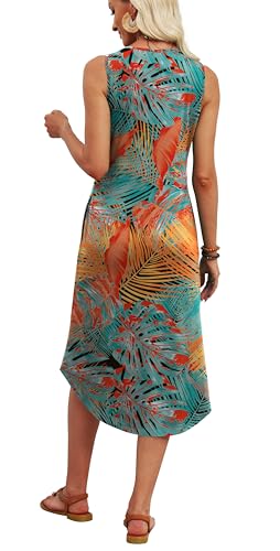 Image of WIHOLL Summer Dresses for Women 2026 Button Front Sleeveless Casual Midi Dress Beach Vacation Sundresses with Pockets
