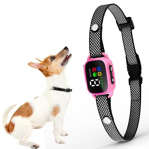Tiny Bark Collar for Small Dogs 5-15 lbs and Puppies - No Shock Anti Barking Collar - Rechargeable Smart Collar for Dog Training with 7 Sensitivity Levels and 3 Beep&Vibration Modes (Pink)