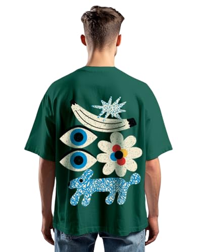 Image of Veirdo Pure Cotton Oversized Loose Fit Drop Shoulder Graphic Printed Men's Half Sleeve T-Shirt (Sizes: S to 2XL)