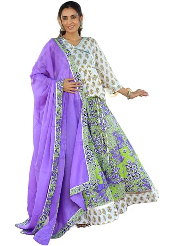 Costume indien Bagru femme kurti et jupe en coton imprimé