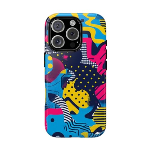 Coque iPhone 16 Pro jaune brillante rigide au motif géométrique abstrait haute fidélité