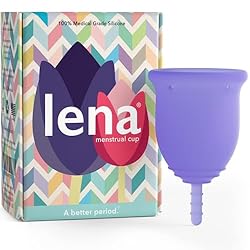 Lena Menstrual Cup - Reusable Period Cup - Tampon and Pad Alternative - Heavy Flow - Large - Purple