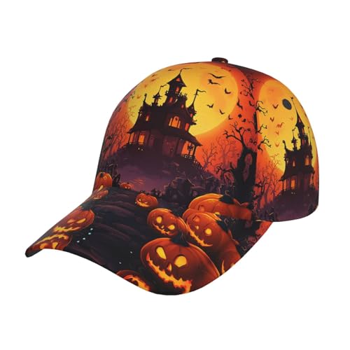 Halloween Pumpkin Baseball Cap Horror Bats Snapback Baseball Hat Breathable Trucker Sport Hats for Women Men