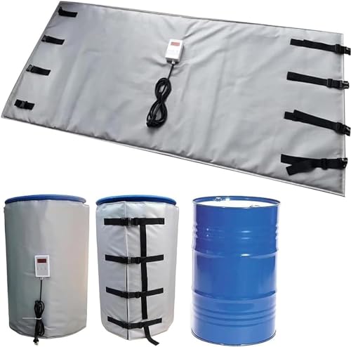 calentador de barril, Calentador de bidón IBC 55 a 275 galones, multicolor, con controlador temperatura(Grey,55Gallon/200L)