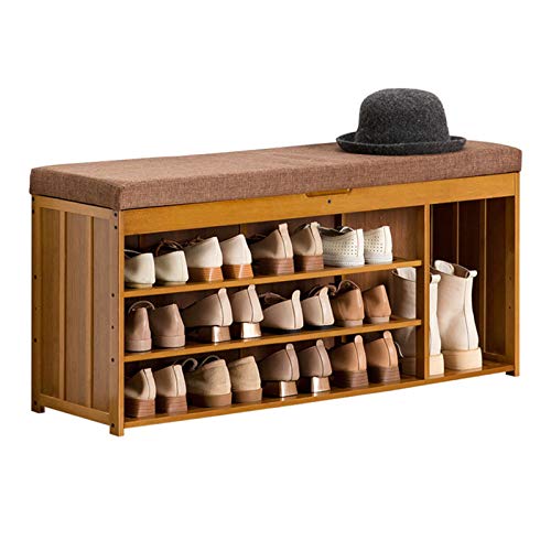 Banc à chaussures avec coussin rembourré et meuble de rangement pour hall d'entrée