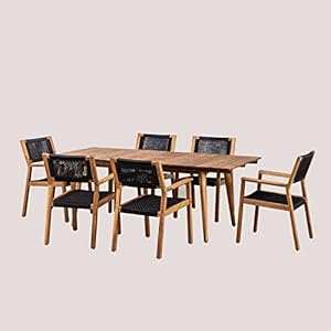 SKLUM Ensemble de Table Extensible (160-210×90 cm) et 6 chaises de Salle à Manger Tenay Noir
