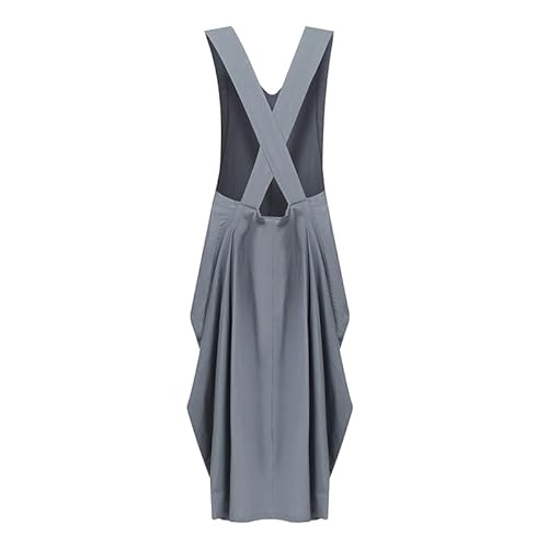 Zanzea Women's Sleeveless V Neck Summer Dresses Casual Loose Pleated Wrap Solid Dress With Pockets Grey 5X-Large #TOP4