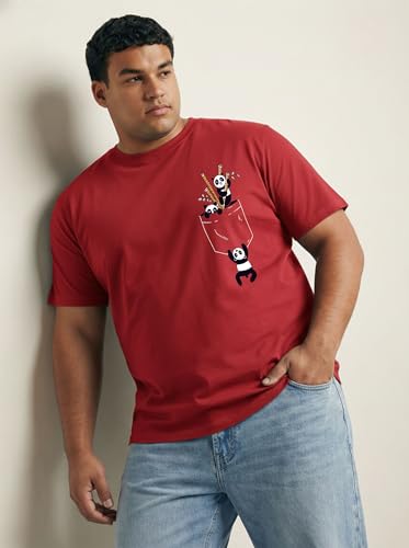 Image of Toodlegram Men's Plus Size Graphic Printed Cotton T-Shirt Casual Round Neck Regular Fit