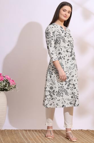 Image of W for Woman Pink Bold Geometric Printed Pure Cotton Straight Kurta