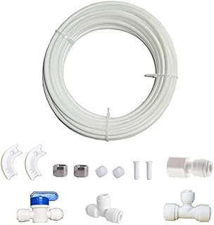 Length 25Ft ,1/4-inch O.D Tube Quick Connect Kit, Fridge Water Line Connection and Ice Maker Installation Kit for Reverse Osmosis RO Systems & Water Filters.(Both 1/4” & 3/8” Output) (25ft tube)