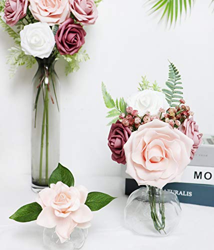 Mefier Home Artificial Flowers Combo Delicate Dreamy Blush Mixed Flowers With Stem For Diy Wedding Bouquets Centerpieces Baby Shower Party Home Decorations #TOP4