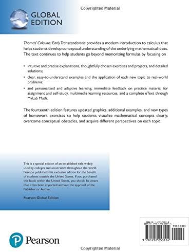 Pearson Thomas' Calculus: Early Transcendentals in SI Units