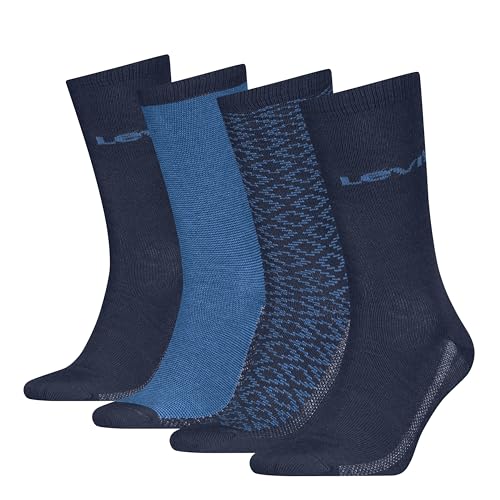 Levi's Regular Cut Losange Giftbox Calcetines clásicos, Azul, 35-38 (Pack de 4) Unisex Adulto