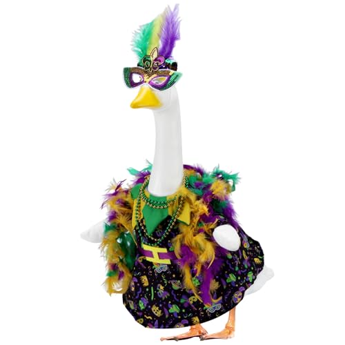 EKOREST Mardi Gras Porch Goose Outfits for 23 Inch Lawn