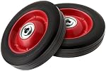 4 PCS 8 Inch Solid Rubber Tire, Black Red Solid Rubber Wheels, Hand Truck Replacement Wheels for Garden Carts, Wheelbarrows