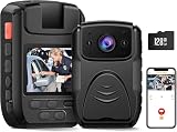 4K BOD-y Camera, 40MP Police Waterproof BOD-y Camera with GPS Audio and Video Recording, 128G SD Card, 170° Wide-Angle IR Night Vision Loop Recording for Law Enforcement Recorder, Security Guards