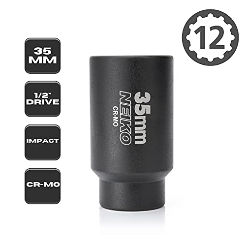 NEIKO 02526A 35mm Socket | 1/2” Drive Deep Impact Socket | Spindle & Axle Nut Socket | 12 Point |Chrome Molybdenum Cr-Mo |Deep Well Hub | Triple Square | Axle Shaft Nut Remover by NEIKO - Image 2