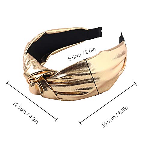 Women's Headband, Luminous PU Headband, European and American Plain Face Wash Headband, Wide Retro Headband, Headband - Image 3