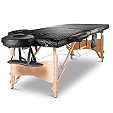 Portable Bi-Fold Memory Foam Massage Table - Eco-Friendly Design, Hard Beech Wood,Professional...