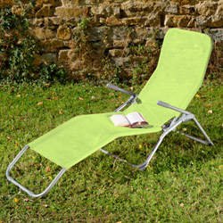 Bain de soleil en acier et textilene vert anis