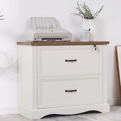 Archivio in stile cottage con 2 cassetti, archivio di legno