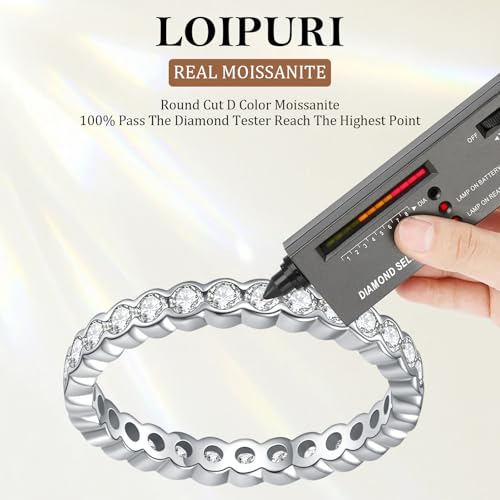 Eternity Band Rings for Women, D Color VVS1 Clarity Moissanite Stackable Rings for Women, White Gold Wedding Bands Bezel Setting, Promise Travel Engagement Anniversary Size 5-104