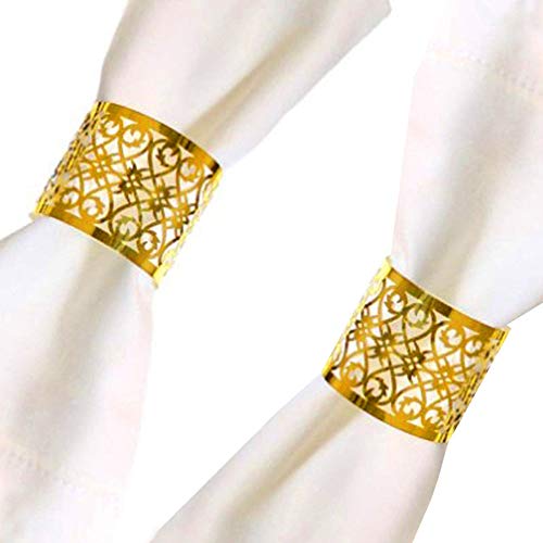 Yeshin 50 Pcs Premium Napkin Rings Laser Cut Foil Paper Napkin Holder For Wedding Party Dinner Table Decor,Special Events And Catering Services (Gold) #TOP4