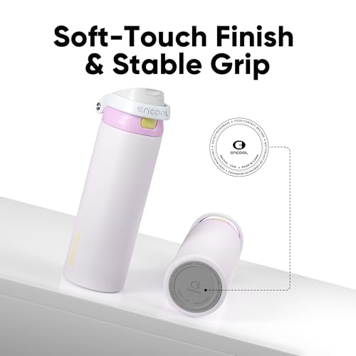 ENCOOL Leakproof Insulated Water Bottle with Straw Dual-Sip Water Bottle Bag-Safe Design for Work, Commute & Gym – Keeps Drinks Cold All Day, 32 oz, Lemonade Pink — view 5