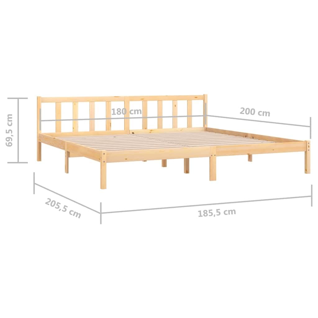 VidaXL Cadre De Lit Sommier à Lattes 180x200 Cm Bois De Pin Massif - Lit Double Robuste