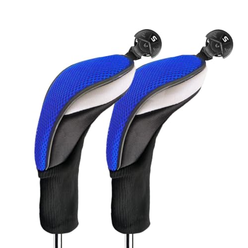 Amy Sport Golf Club Head Covers with Long Neck Set (2 Pack-Blue (Hybrid))