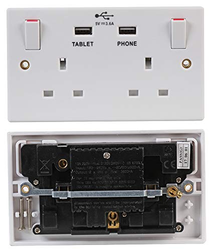 Pro Elec 2236U 13A - Presa Elettrica Con 2 Prese Usb 2,4 A