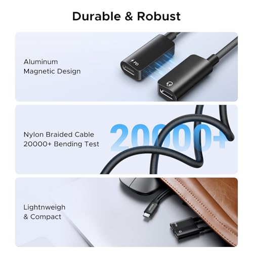UGREEN Magnetic USB C Splitter 1 in 2 Out Dual USB C Headphone and Charger Type C Audio Adapter with PD 60W Fast Charging Dongle Cable for iPhone 16 Pro Max, Galaxy S25 Ultra, Pixel 9, iPad Pro/Air